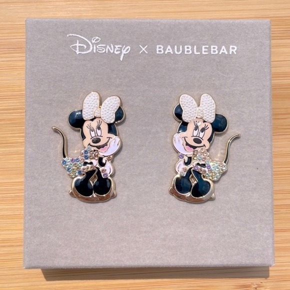 Brand New Disney x BaubleBar Minnie Mouse Pearl Beaded Bow Pastel Post Earrings - Picture 1 of 10